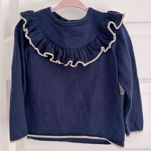 H&M Dark Blue Sweater with Gold Ruffle Detail